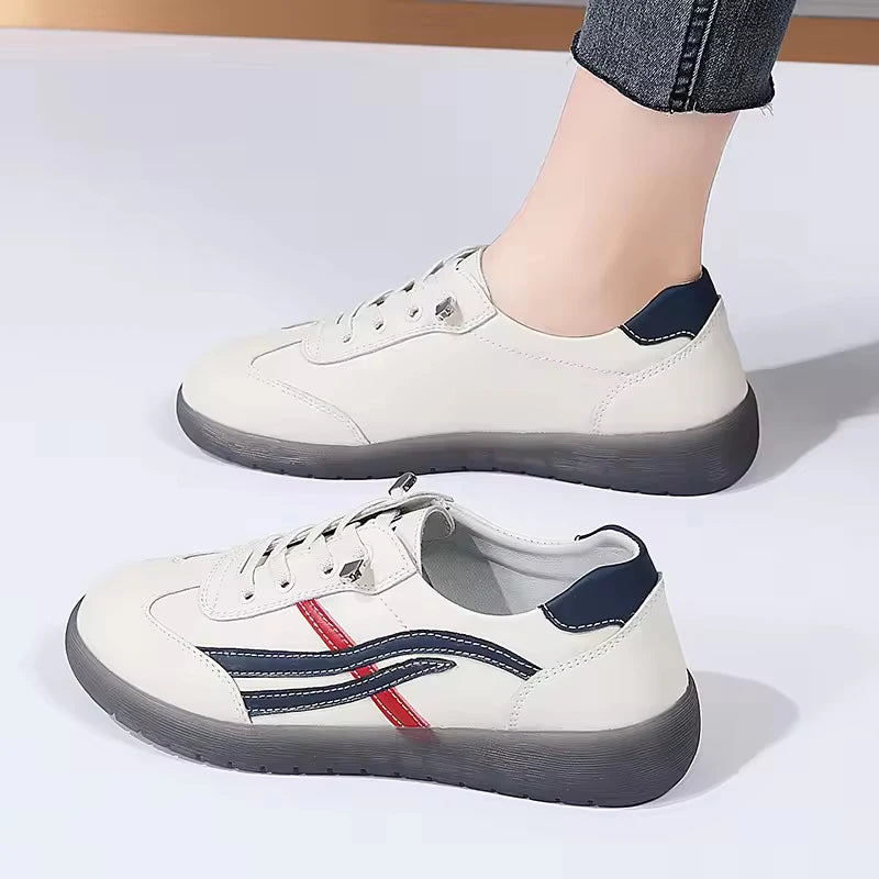 Manufacturer's Popular Genuine White Shoes Women Lightweight Casual Flat Shoes Ins Fashionable Versatile Jelly Sole Sneakers