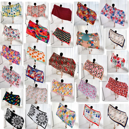 20 styles 90x180cm Cotton linen Summer Beach Dress Bikini Cover-ups Sarong Wrap Scarf Women Brazilian Swimsuit Bathing Cover Up