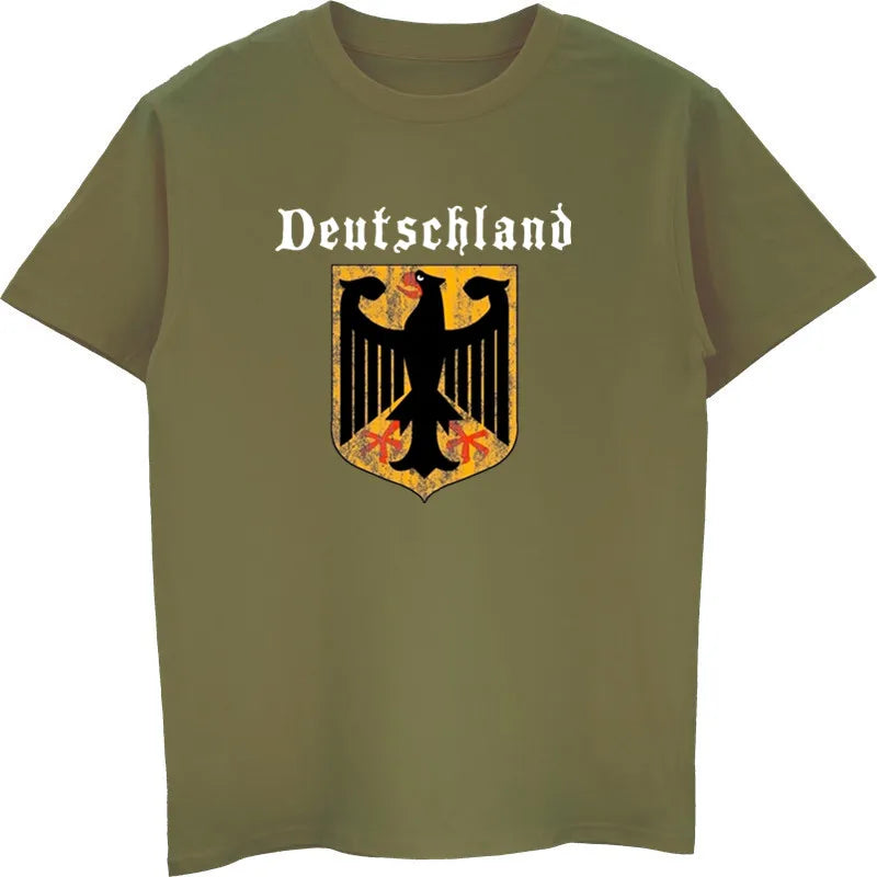 Deutschland Flag Crest Germany Eagle Socceres Footballer T-shirt Men Cotton O-Neck Short Sleeve Shirt Men T Shirt Tees Tops