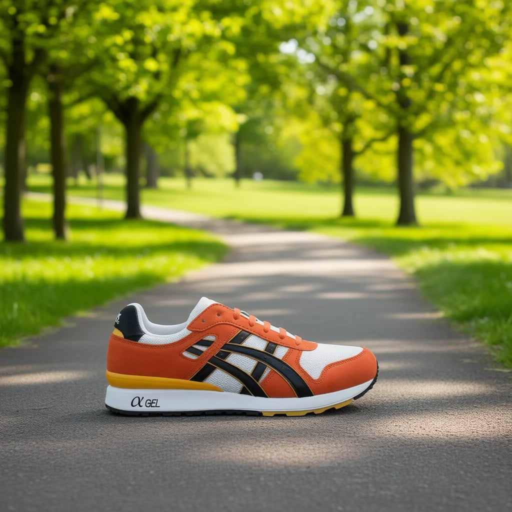 For Men's GT-II Running Shoes White Orange Black Suede Mesh Upper Gel EVA Midsole Breathable Spring Summer Sport Sneakers