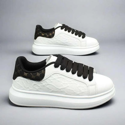 Couple's Platform Sneakers Leather White Trainers Men's Casual Board Shoes