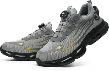 Men's Safety Shoes High Top Work Safety Shoes Steel Toe Sneakers Rotation Button Anti-smash Antipuncture Steel Safety Boots