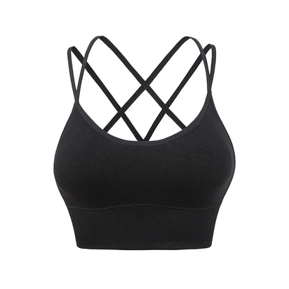 Strappy Cross Back Padded Sports Bra