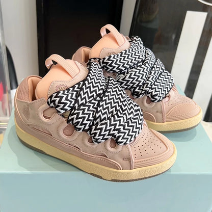 Men's Top Quality Retro Board Shoes Designer LANV Thick Tongue Colorful Matching Casual Leather Bread Sneakers