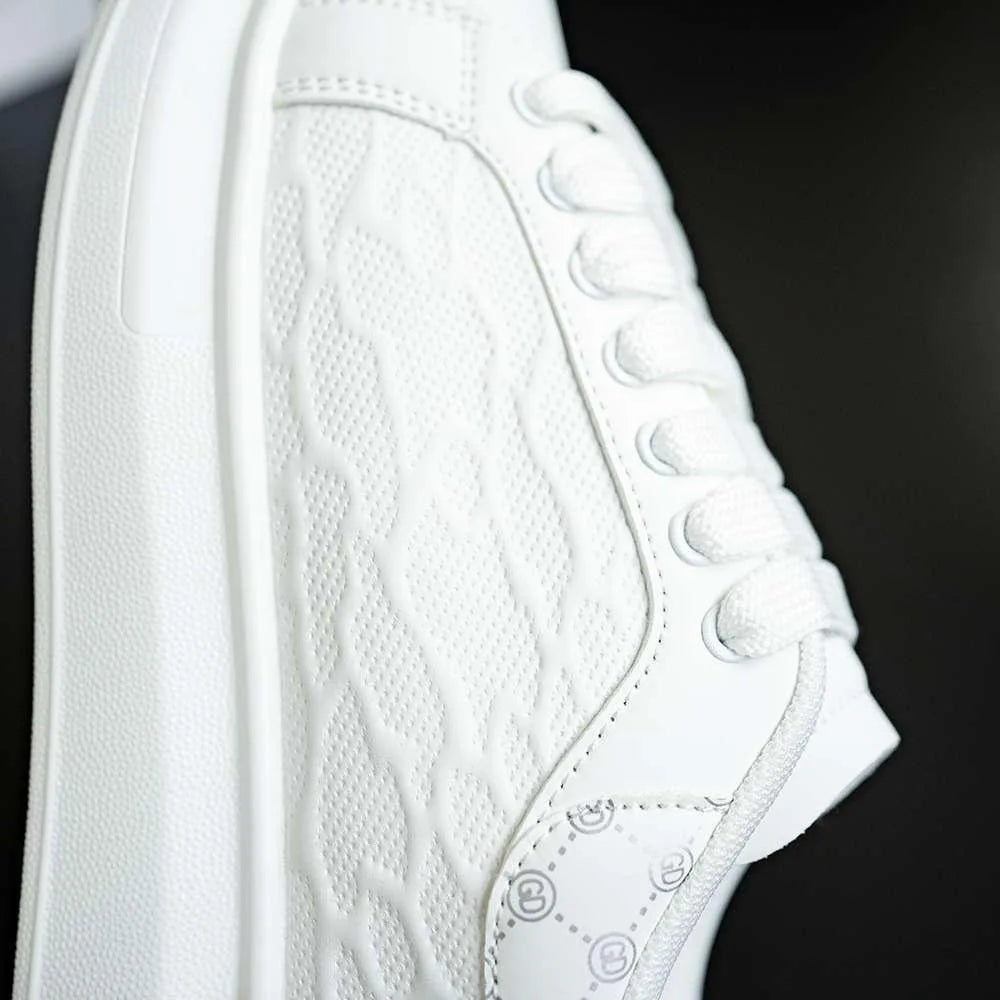Couple's Platform Sneakers Leather White Trainers Men's Casual Board Shoes