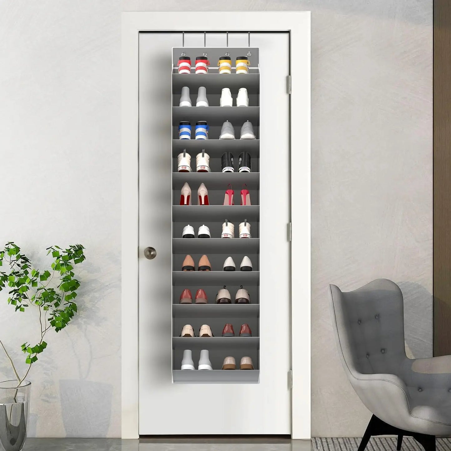 10-Tier Large Over the Door Hanging Shoe Rack Organizer, Durable Storage for 20+ Pairs of Sneakers, Boots, Sandals