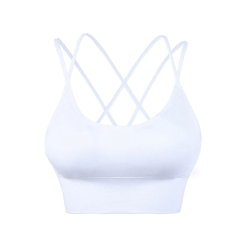 Strappy Cross Back Padded Sports Bra