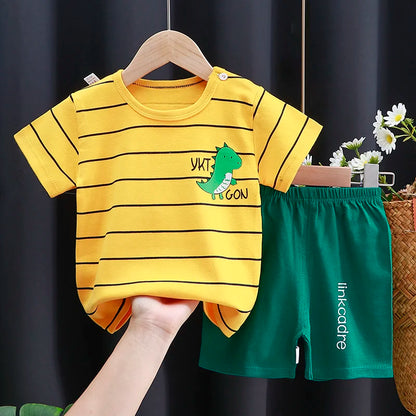 Cartoon Cotton Baby T-Shirt & Shorts Set