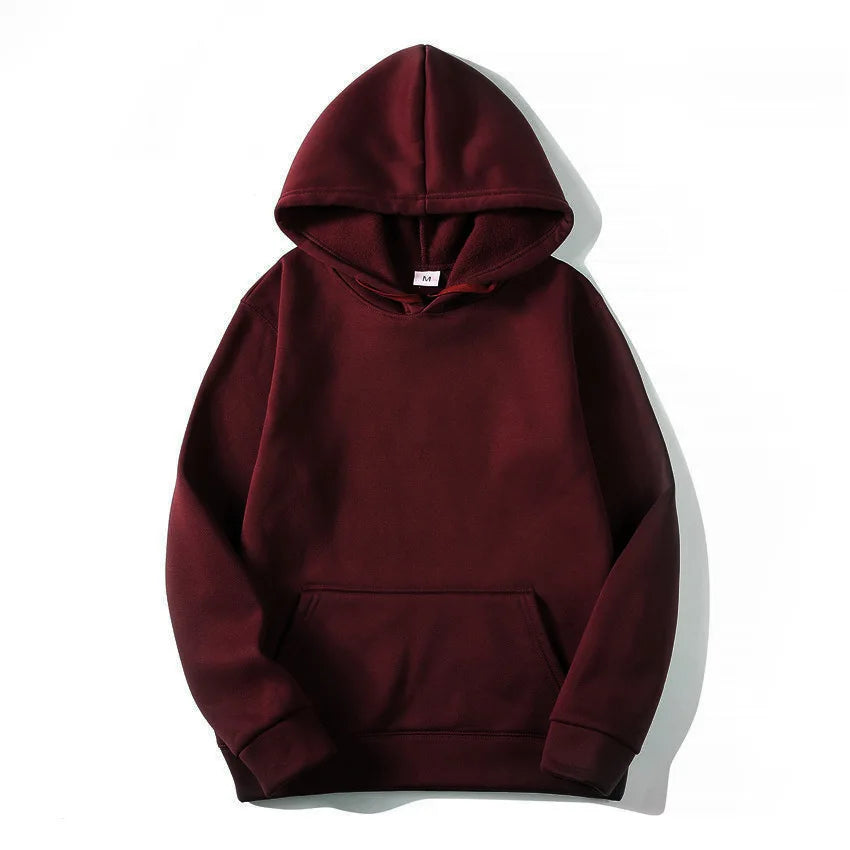 Solid Color Fleece Hip Hop Hoodie