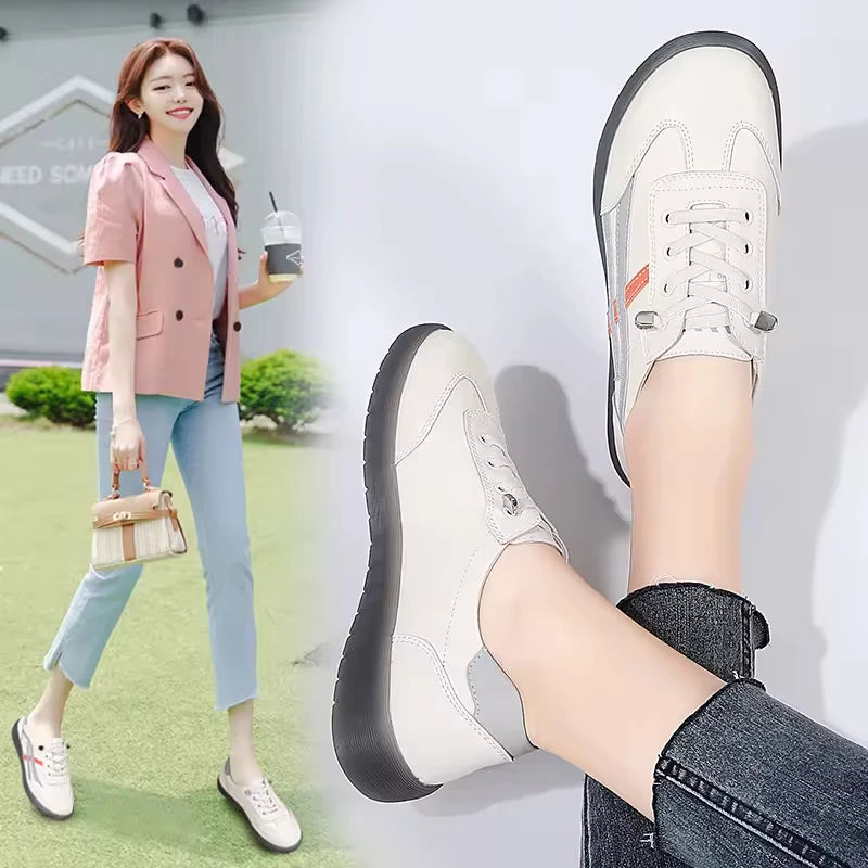 Manufacturer's Popular Genuine White Shoes Women Lightweight Casual Flat Shoes Ins Fashionable Versatile Jelly Sole Sneakers