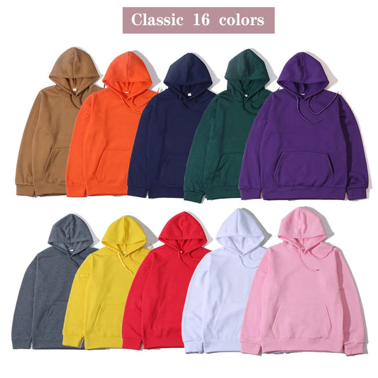 Solid Color Fleece Hip Hop Hoodie