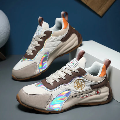 Men's Retro Walking Shoes Trendy Breathable Low-top Casual Sneakers Unisex Height-enhancing Sports Shoes