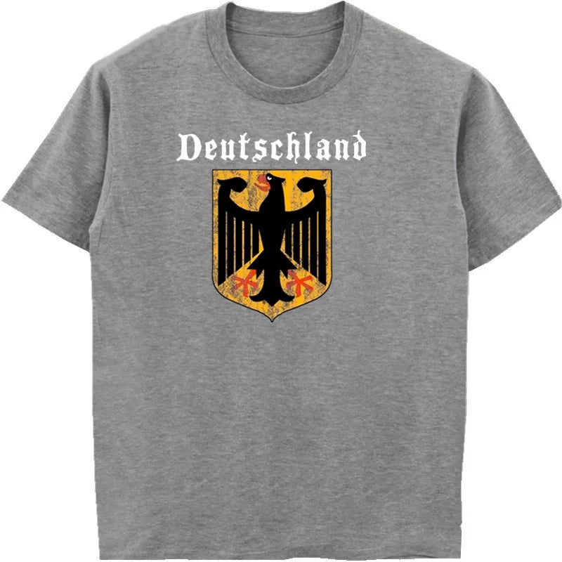 Deutschland Flag Crest Germany Eagle Socceres Footballer T-shirt Men Cotton O-Neck Short Sleeve Shirt Men T Shirt Tees Tops