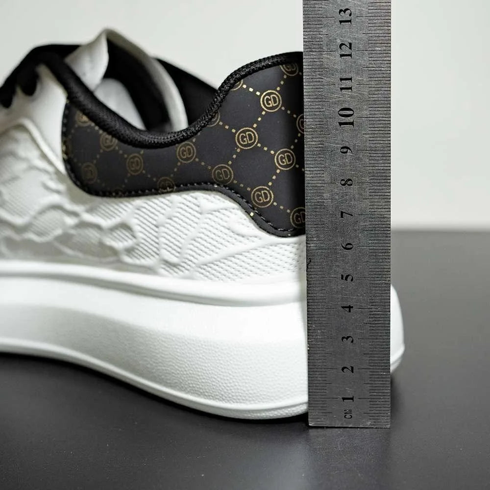 Couple's Platform Sneakers Leather White Trainers Men's Casual Board Shoes