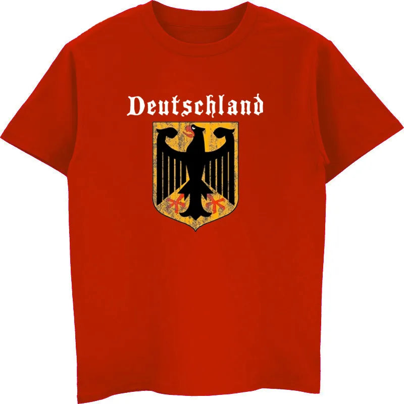 Deutschland Flag Crest Germany Eagle Socceres Footballer T-shirt Men Cotton O-Neck Short Sleeve Shirt Men T Shirt Tees Tops