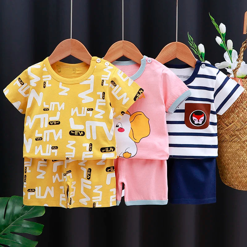 Cartoon Cotton Baby T-Shirt & Shorts Set