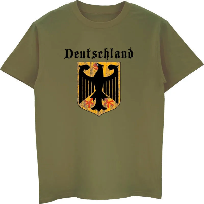 Deutschland Flag Crest Germany Eagle Socceres Footballer T-shirt Men Cotton O-Neck Short Sleeve Shirt Men T Shirt Tees Tops