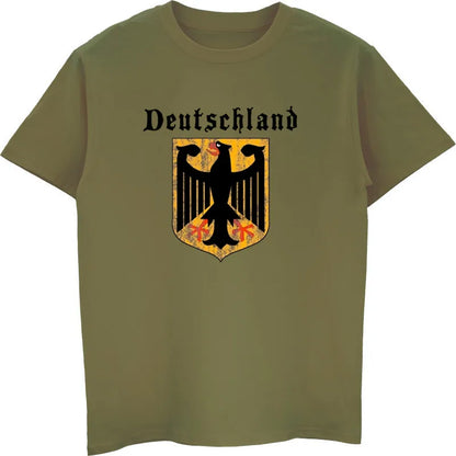 Deutschland Flag Crest Germany Eagle Socceres Footballer T-shirt Men Cotton O-Neck Short Sleeve Shirt Men T Shirt Tees Tops