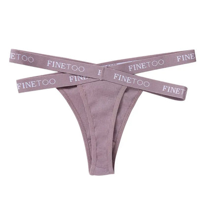Sexy Low Waist Women Thongs Panties Female Cotton G-String Underwear Ladies Letter Belt Lingerie M-XL Girls Intimates Bikini New
