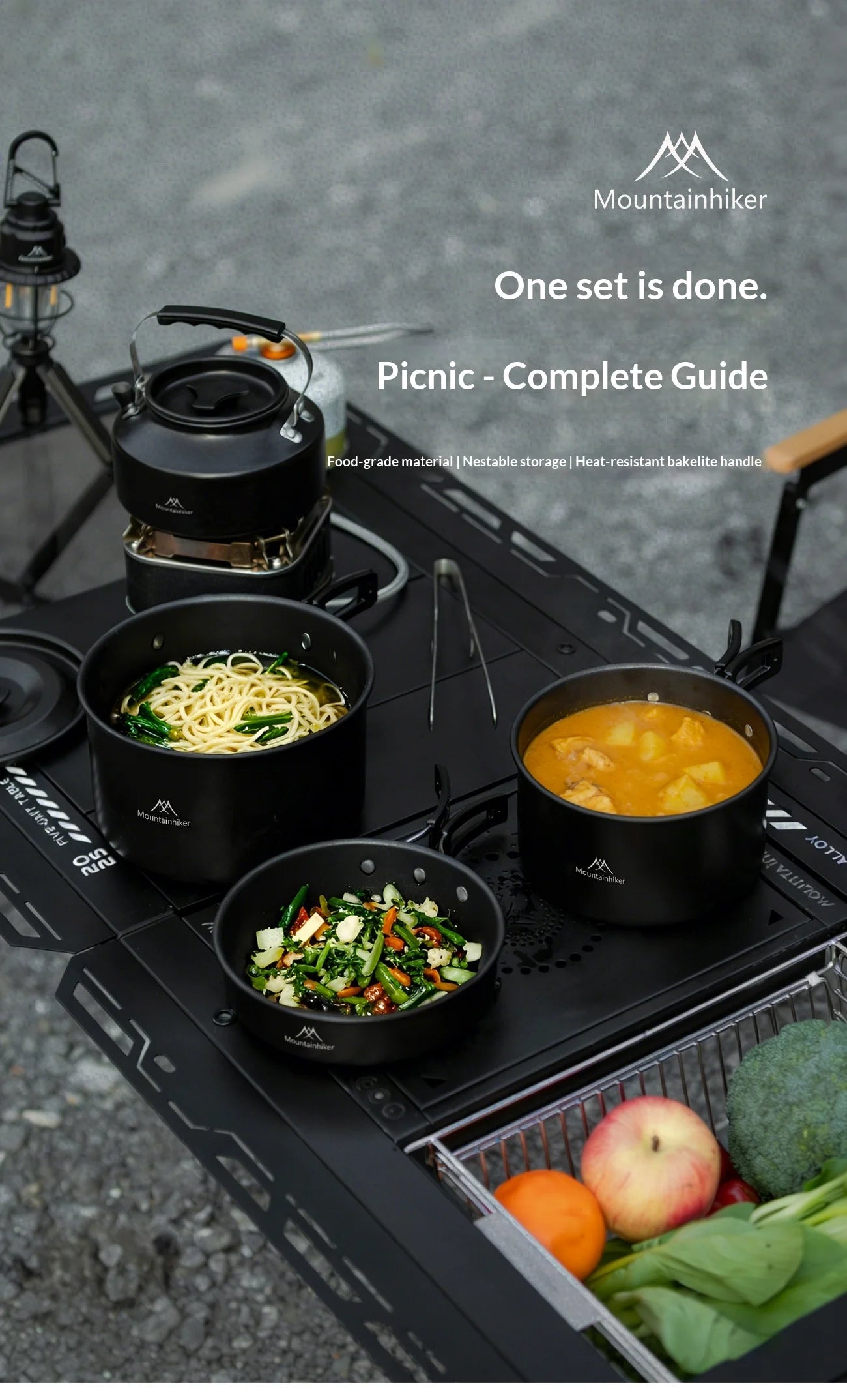 All-in-one camping cooking kit | Portable cookware suitable for backpacking trips, perfect for family camping trips.