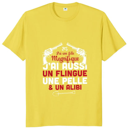 Vintage Dad Father Birthday Gift Tee Casual 100% Cotton Unisex Soft T Shirt I Have A Beautiful Daughter And A Gun T-Shirt funny