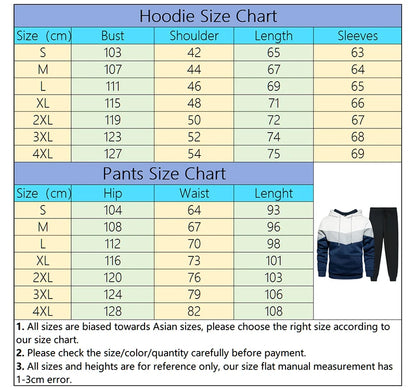 Autumn Winter Fashion Tracksuit Tricolor Hoodies and Black Sweatpants High Quality Male Daily Casual Sports Hooded Jogging Suit