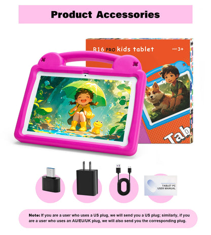 ANRY R16Pro Kids Tablet 10 Inch Android 15 Tablet 8GB(3+5GB) 64GB ROM Dual Camera Learning Education Tablet PC Gift for Children