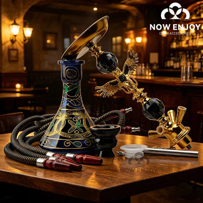 BLack Gold Eagle Design Smoking Pipe Hookah Set with Tobacco Bowl Water Pipe  Кальян Kit for Sheesha Shisha Smoke Accessories
