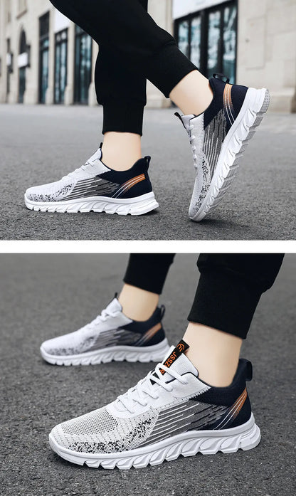 Sneakers new men's shoes trend foreign trade flying woven lace-up running shoes breathable Korean version of tide shoes