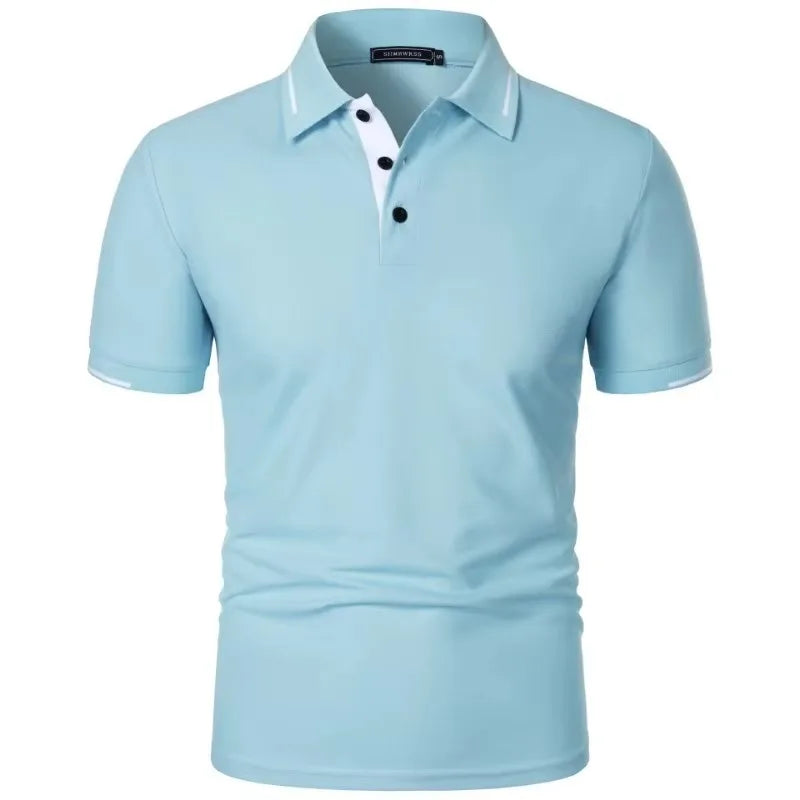 Men's Short Sleeve Polo Shirt Summe Button Classic Fit Casual T-Shirts Oversize Pullover Shirts Man Solid Color Lightweight Tops