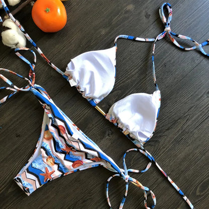 Women's Printed Bikini Beach Holiday Trio