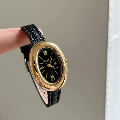 Vintage Oval Dial Women Watch Casual Leather Band Analog Quartz Watches Female Wristwatch Dropshipping Clock Reloj De Mujer