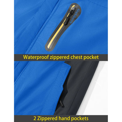 TACVASEN Men's Waterproof Ski Jacket Fleece Lining Warmth Parka Winter Snow Working Outdoors Hooded Coat Rain Shell Windbreaker