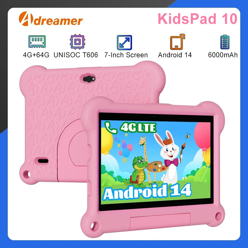 10-Inch Kids Tablet Adreamer KidsPad10Pro 4GB 64GB with Kids Education Software For Children Studying Kids-proof Case