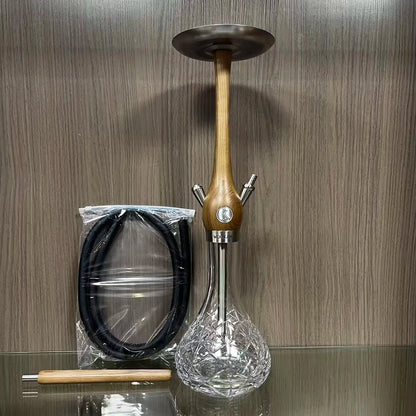 Wookah Hookah Shisha Set High Quality Wooden Large Hookah with Glass Bottle Single Pipe