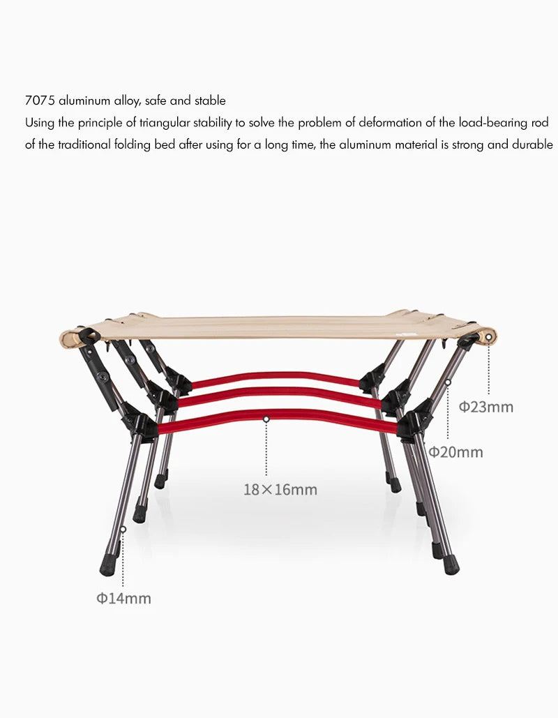 Folding Camping Cot, Adjustable Height, Lightweight Sleeping Bed, Tent Cot, with Storage Bag, Comfortable for Outdoor&Indoor