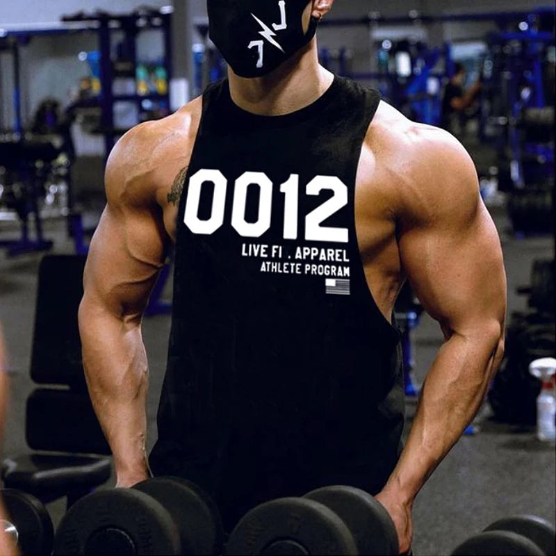 Men's Summer Fitness Tank Top Gym Workout Running Sleeveless Vest Bodybuilding Singlet Muscle Cotton Shirt Man Sports Casual Top