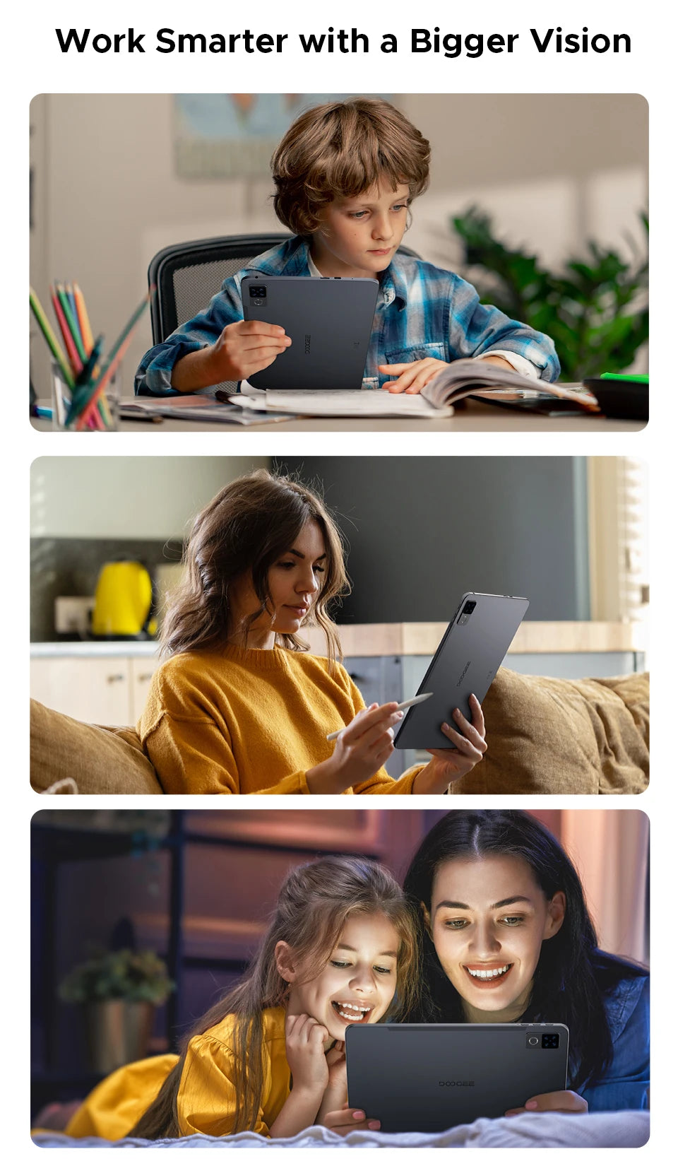 DOOGEE U12 Tablet PC Android 16 Gemini AI 12'' FHD+ Screen 24GB RAM 128GB 9000mAh Large Battery 7.8mm Ultra-thin Smart Pad