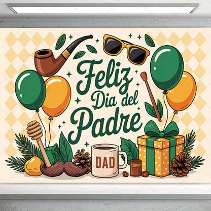 Spanish Happy Father's Day Decor Background I Love Dad Black Suit Tie Family Party Banner Photography Backdrop Supplies Props