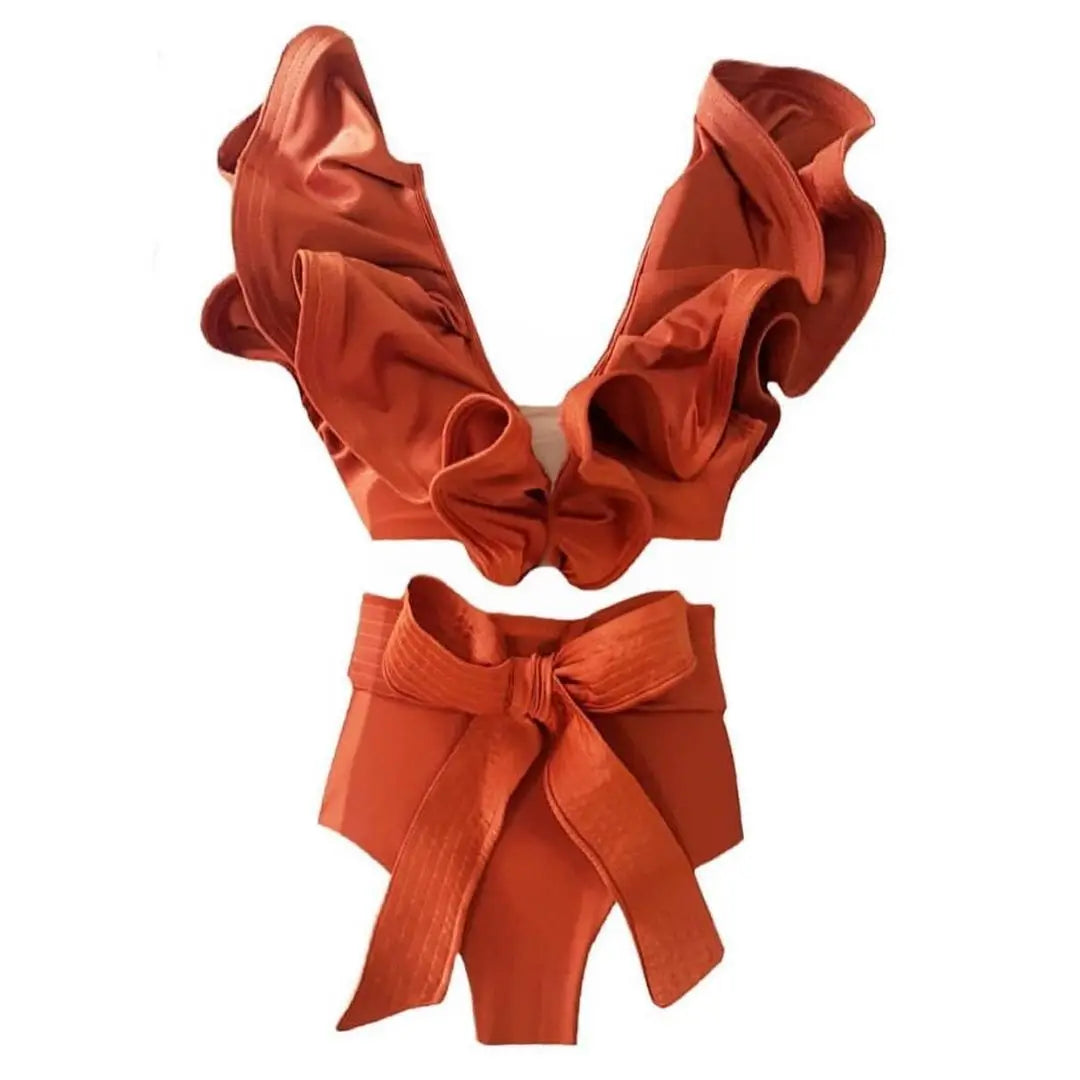 New Sexy Brazilian Bikini Set Ruffle Swimwear Women Push Up Swimsuit High Waist Print Floral Bathing Suit Biquini Female