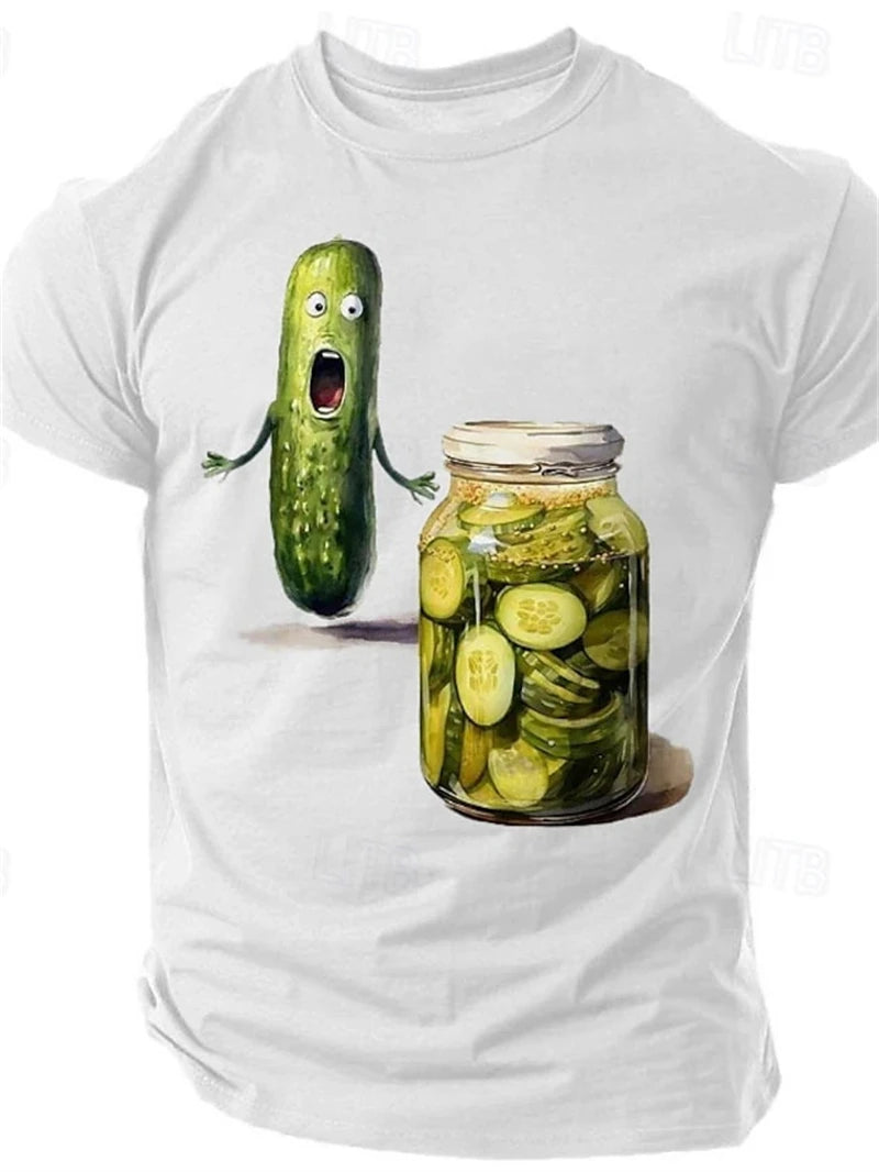 3d Print Funny Cucumber Graphic T-Shirt For Men Clothing Summer O-Neck Casual Short Sleeve Loose Street Unisex Tees Polyester