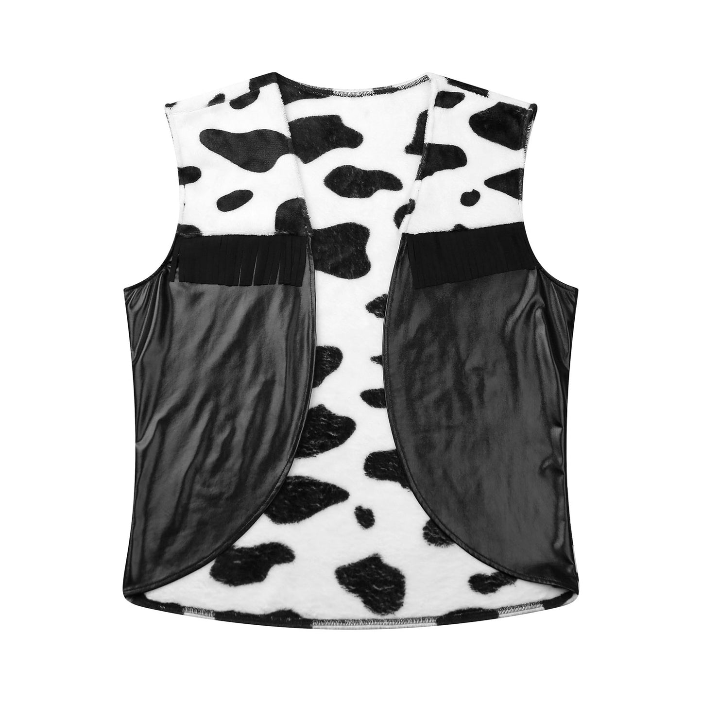 Men's Cow Print Vest Halloween Festival Cosplay Party Fancy Dress Up Sleeveless Open Front Waistcoat Vintage Hippie Costume Vest