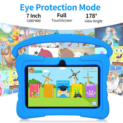 New 7 Inch 5G Android Kids tablets Quad Core 4GB+64GB ROM Android 13 Tablet PC Cartoon Pattern Kids-Proof protective Case
