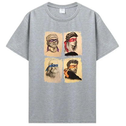 Science Turtles T-Shirt Men Mutant Ninja Short Sleeve Humor Tee Shirt O-Neck Cotton Funny Tops Printed Graphic T Shirt