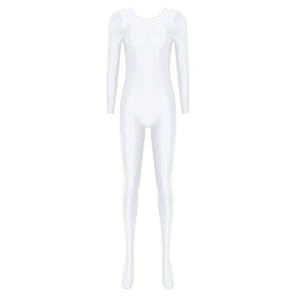 Women Oil Shiny Long Sleeve Pantyhose Jumpsuit Bodystocking Yoga Gymnastics Shapewear One-Piece Swimsuit Catsuit Glossy Bodysuit