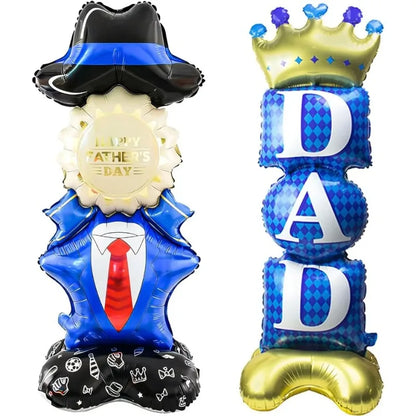 Self Standing DAD Balloons, Large Standing Fathers Day Mylar Balloons for Happy Fathers Day Decorations Birthday Dad Decorations