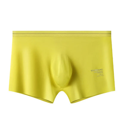 Fashion Men's Underwear Ice Silk Seamless Solid Color Ultra-thin Breathable Boxers for Male Lingerie Bikini Panties