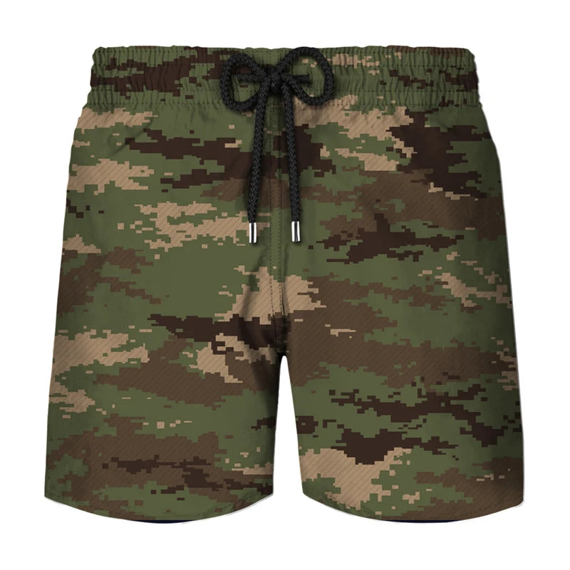 Camouflage Cosplay 3d Printed Sports Shorts For Men Outdoor Running Breathable Beach Shorts Loose Elastic Waistband Short Pants