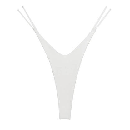 2PCS Sexy High Cut Double-layer Cotton Thong Women's Bikini Bottom Brief G-string Underwear with Elastic Thin Double Belt