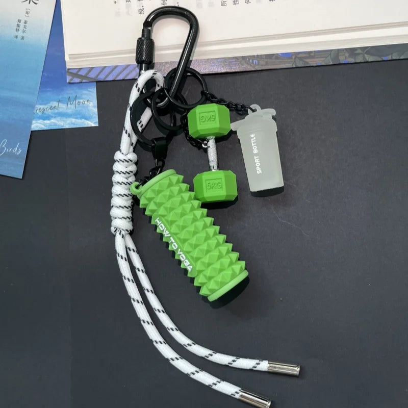 Mini Yoga Foam Roller Keychain Fashion DIY Boxing Gloves Dumbbell Keychain Sports Bag Pendant Fitness Enthusiast Gift